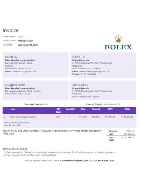 rolex bill pdf